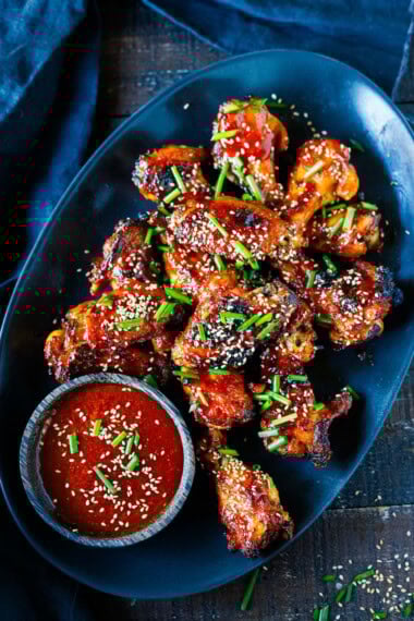 The easiest sticky chicken wings, oven-baked in a flavorful Asian marinade — crispy, tender, and lighter than fried. Gluten-Free.