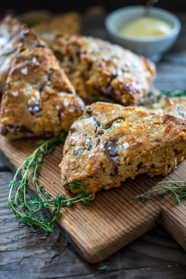 These Savory Scones are so delicious with soups and stews! Made with cheddar cheese and caramelized onions, they are wonderfully flavorful. Whether enjoyed fresh out of the oven or warmed up the next day, they will soon become a favorite!
