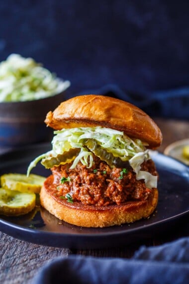 This Sloppy Joe recipe features lean ground meat in a tangy homemade BBQ sauce, offering a flavorful and juicy sandwich that can be made gluten-free.