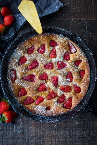 A simple recipe for Strawberry Breakfast Cake- perfect for a special brunch or morning gathering (like Mother's Day) that can be made Gluten-free!